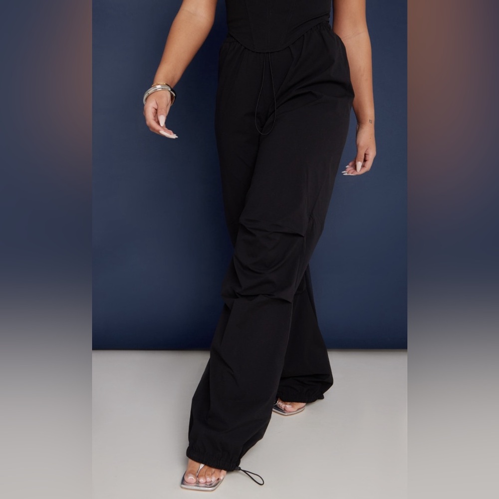 Plt Black Shell Toggle Drawstring Ruched Cargo Pa… - image 2